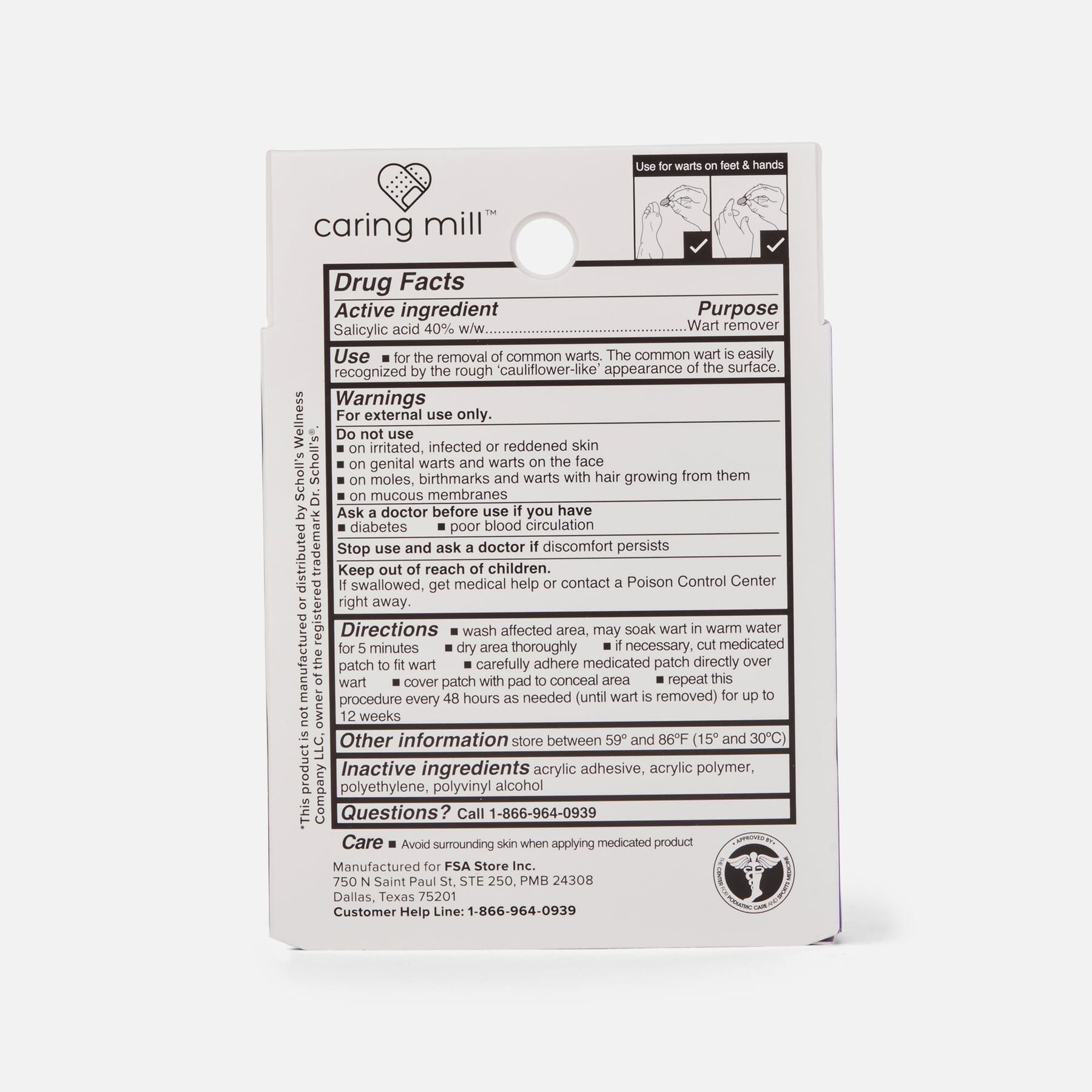 FSA Eligible Caring Mill™ Wart Remover Medicated Discs,18 ct. Medicated